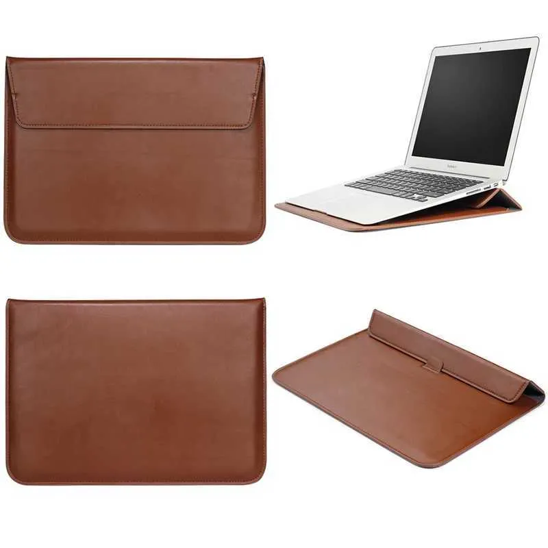 Custodia per laptop a busta, astuccio in pelle di coccodrillo per MacBook Air/Pro 12-15", custodia protettiva con supporto verticale_voghion.com