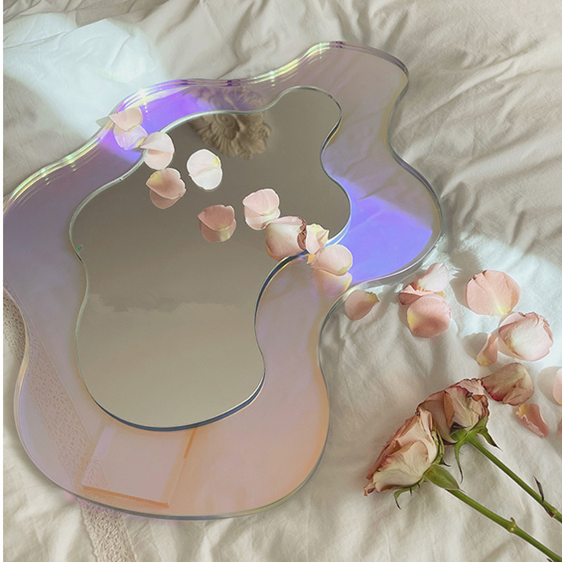 Acrylic Large Flower Colorful Mirror Living Room Home Decorative Wall Mirror Bedroom Table Standing Make-up Mirror_voghion.com