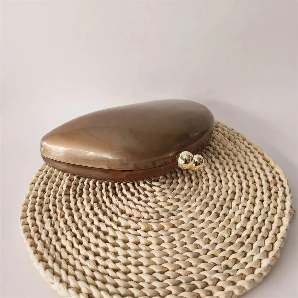 Nieregularne Dumpg Solid Brown Coffee Akrylowe Pudełko Sprzęgła Koralikowe Uchwyty Torebki Damskie Ramię Wieczorne Imprezy Plażowe_voghion.com