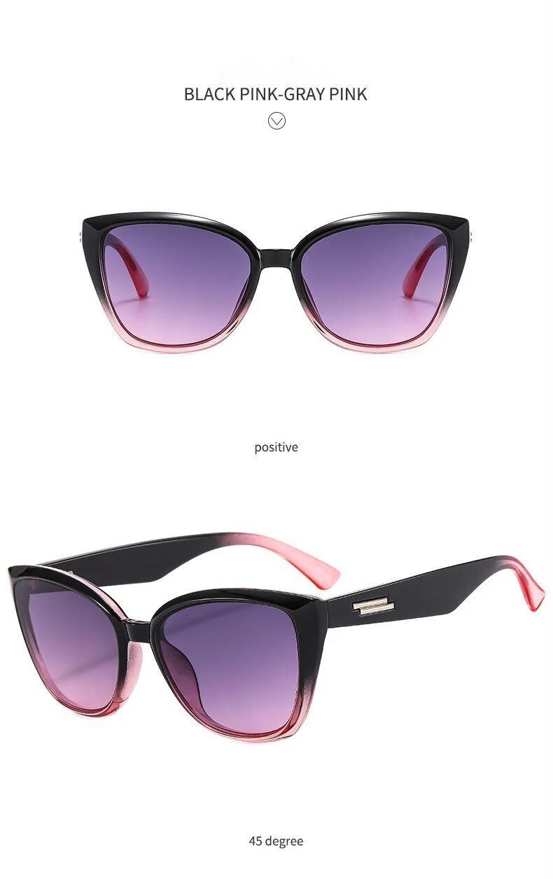 Unisex Cat Eye Sunglasses Black Versatile Modern Retro Style_voghion.com