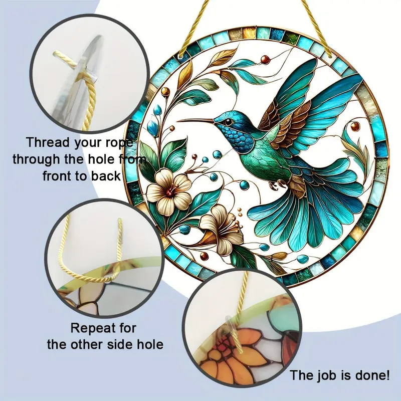 20,3 x 20,3 cm Traumfänger mit Kolibri und Blumenmotiv – doppelseitiges, leuchtendes Acryl. Perfekte Dekoration für Fenster, Wände und Garten. Kein Strom nötig. Tolles Weihnachtsgeschenk für Mütter._voghion.com