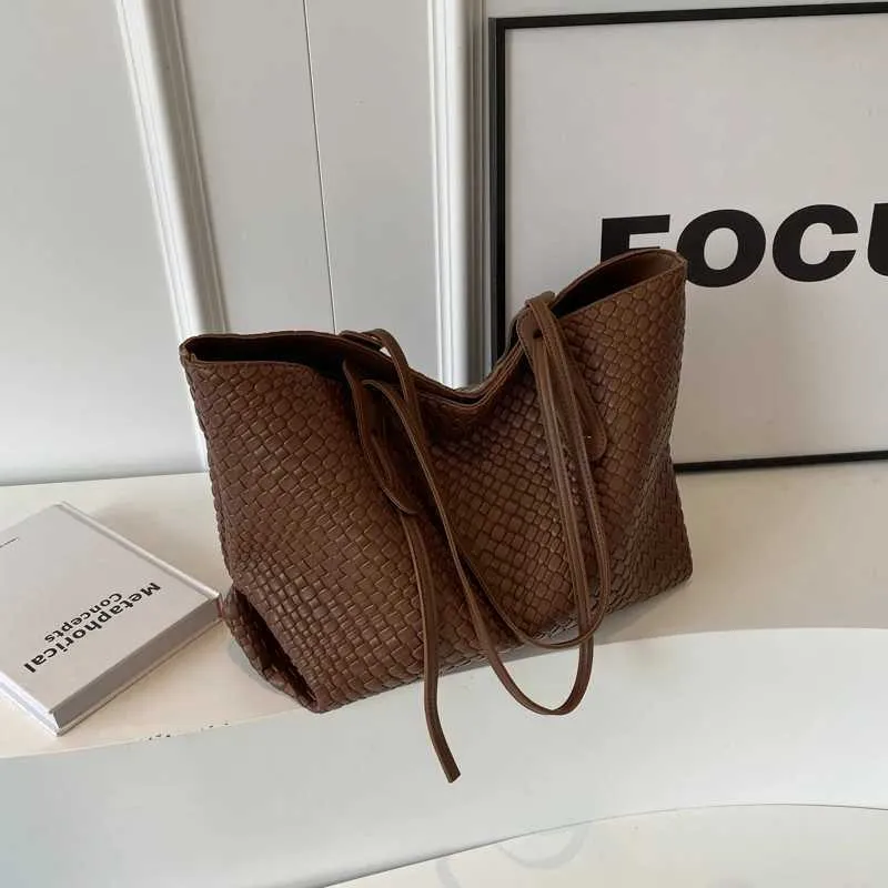 Borse a mano di grande capacità per le donne 2023 inverno PU pelle tendenza moda borsa a tracolla laterale vintage shopper shopping ufficio_voghion.com