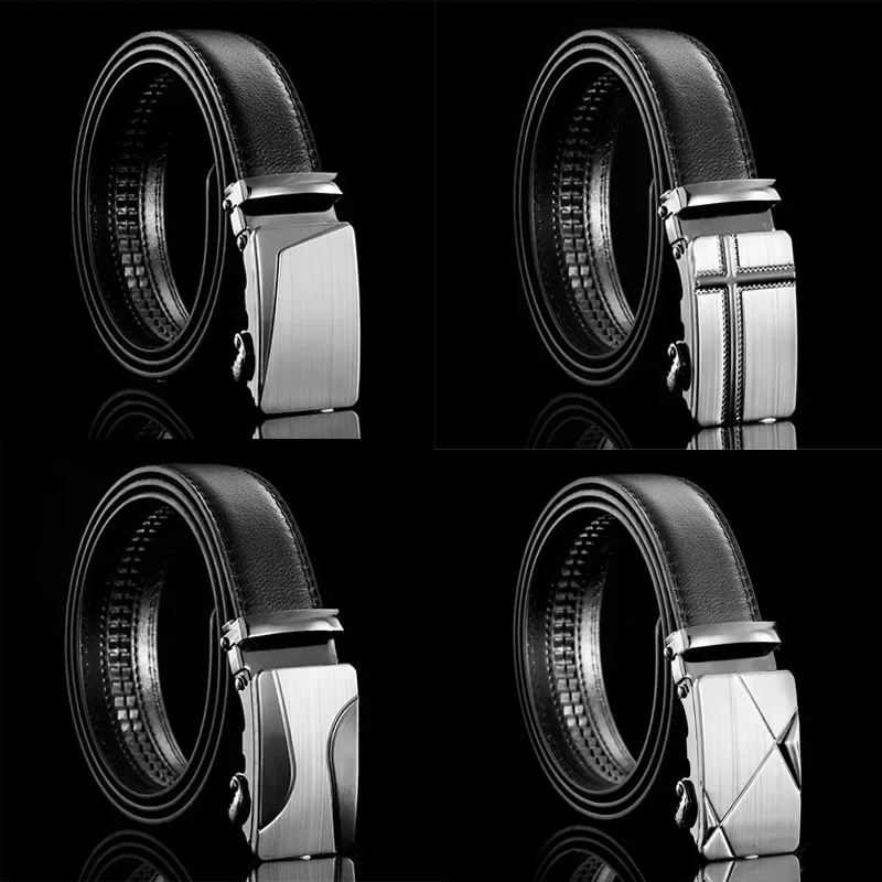 HOT Mens Business Style Belt Black Pu Leather Strap Male Waistband Automatic Buckle Men Top Quality Girdle Belts For Jeans_voghion.com