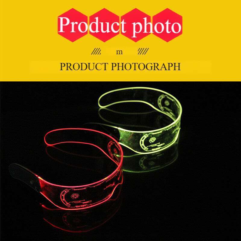 Gafas luminosas de ciencia ficción con LED recargables y tecnología futurista, ideales para cumpleaños de celebridades de Internet y fotografía de bares._voghion.com