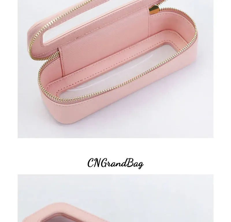 Trousse de toilette personnalisée en cuir véritable, colorée, classique, portable, voyage, transparente, en PVC, cosmétique, TPU_voghion.com