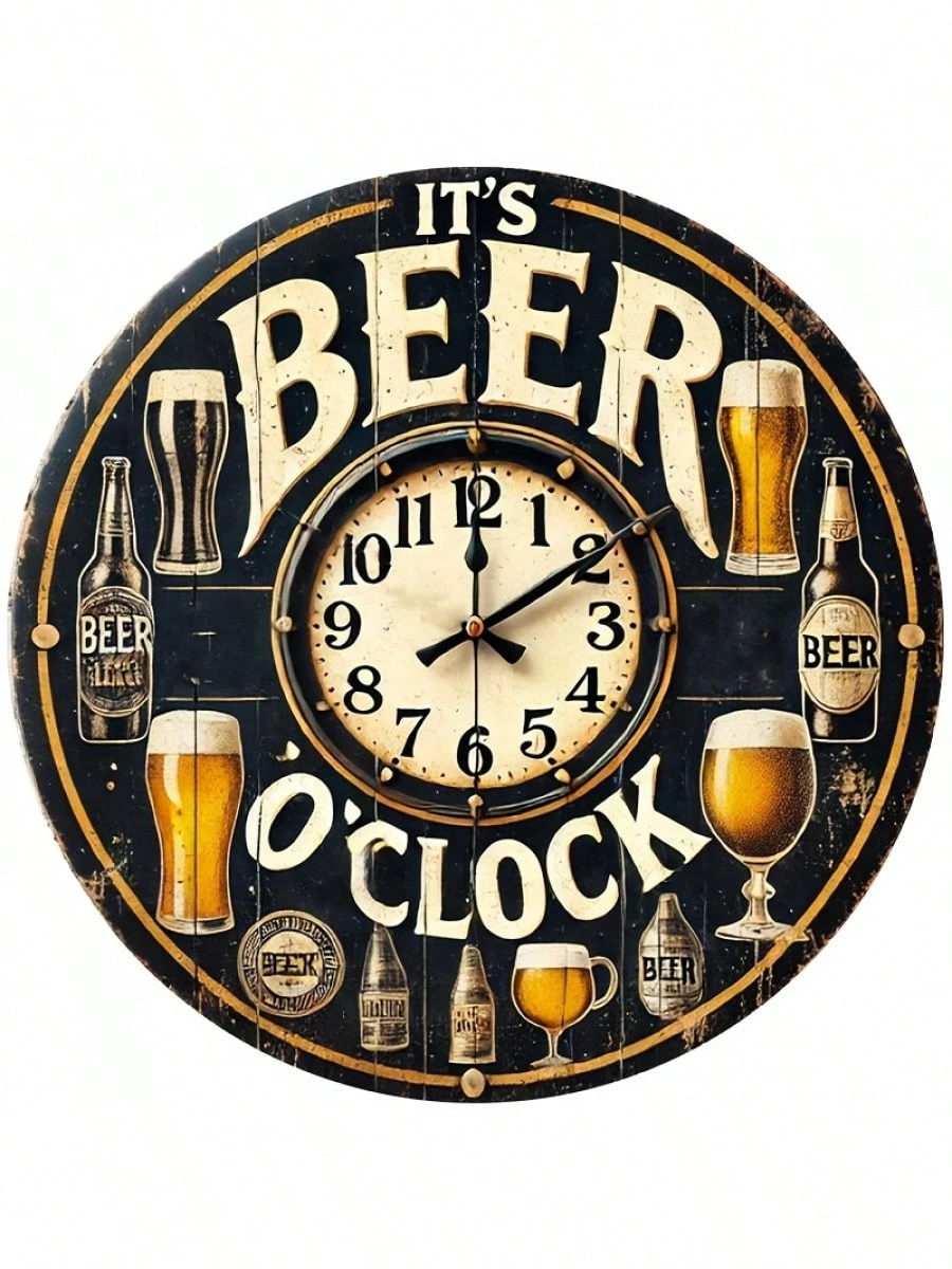 1 plaque en aluminium « Horloge à bière », idéale pour décorer une chambre, un mur, une salle de bain, un bar, un café, un garage, une villa ou toute autre pièce. Dimensions : 19,8 x 19,8 cm._voghion.com