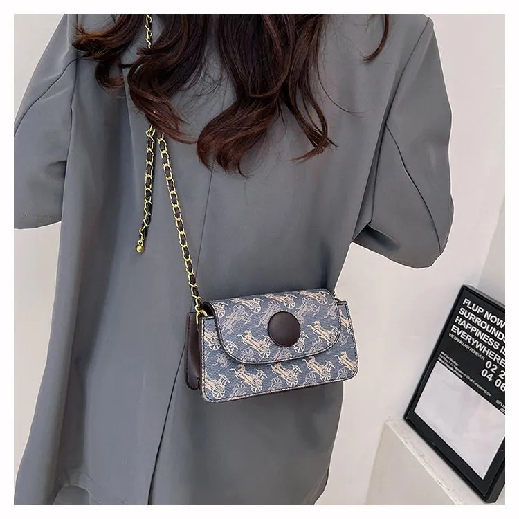 Free Shipping Single Shoulder Bag For Women Handheld Fashion Printed Wide Shoulder Chain Casual Diagonal Cross Bag_voghion.com