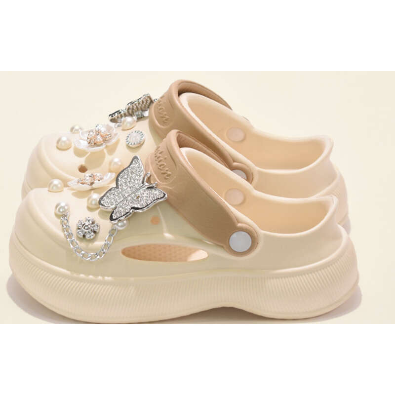 Pantofole estive da donna in rete rossa EVA con fondo spesso e perforato_voghion.com