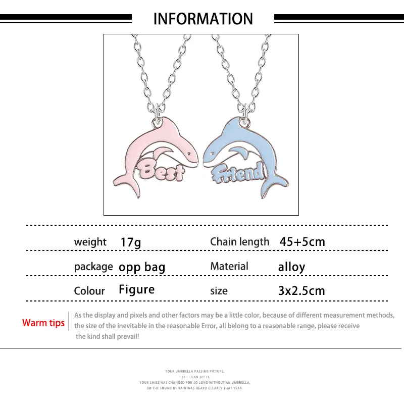Pendant Necklaces 2PCS Cartoon BFF Couple Avocado Butterfly Dolphin Friends Chains Pandent Necklace Fashion Kids_voghion.com