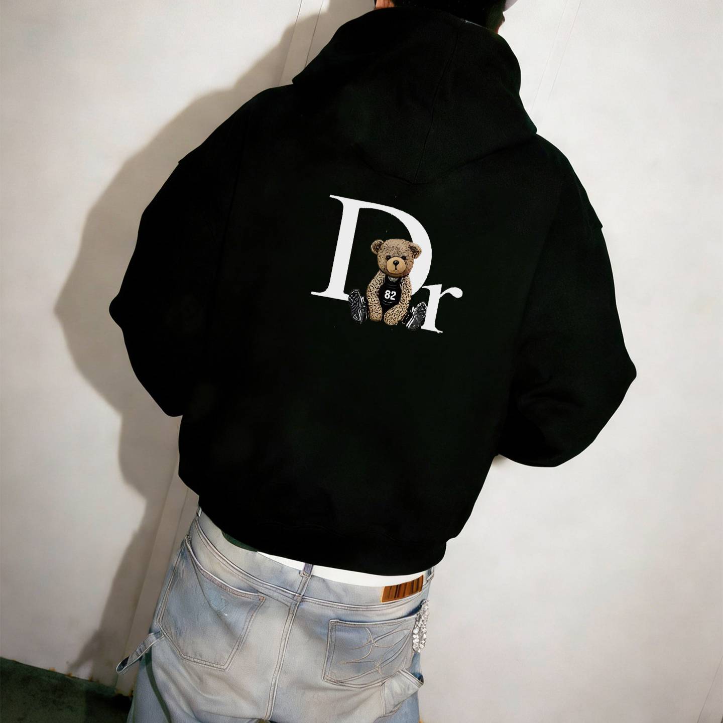 ​​Spring Streetwear Hoodie Cotton Blend Oversized Pullover With Playful Bear Graphic For Urban Fashion​​_voghion.com