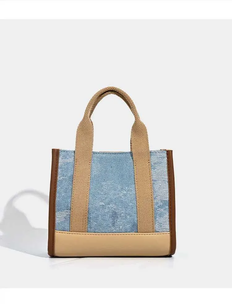 Sacs à main carrés en cuir PU pour femmes, style vintage, patch denim, décontracté, grande capacité, sacs à bandoulière, C241212_voghion.com