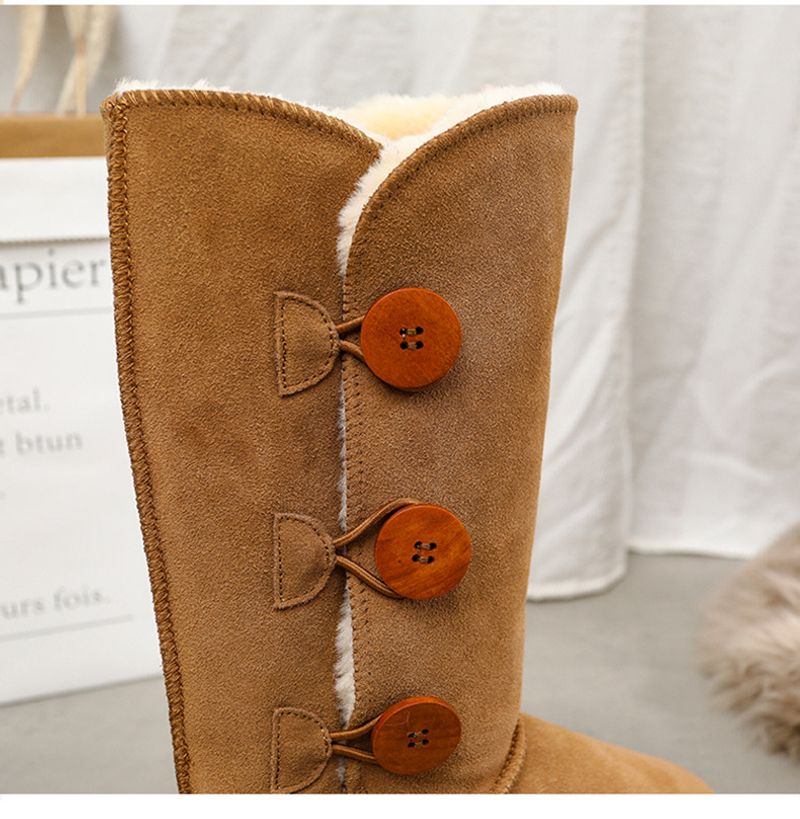 Ψηλό μπλουζάκι για γυναίκες 2023 Χειμώνας αντιολισθητικό χοντρό ζεστό μακριά βαμβακερά παπούτσια χιονιού με τρεις πόρπες_voghion.com