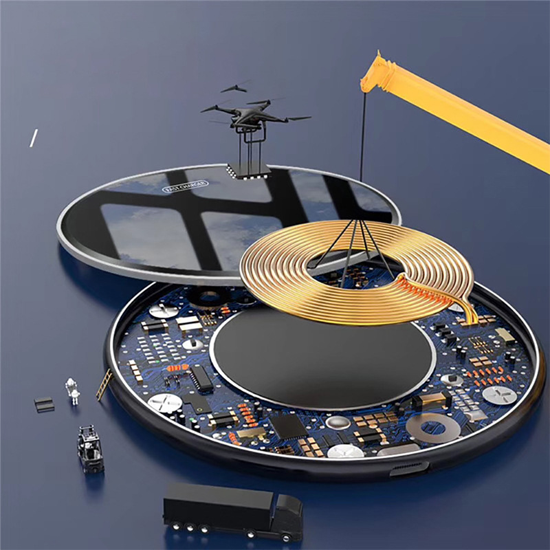 Novo carregador sem fio de mesa para celular, carregador sem fio redondo ultrafino para iPhone e Android, carregamento rápido_voghion.com