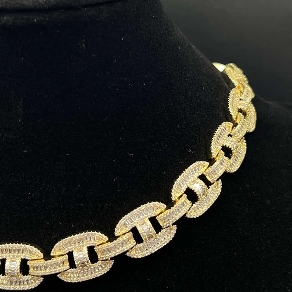 Collana di gioielli hip-hop in argento sterling Sier con catena a maglie cubane in moissanite ghiacciata per rapper_voghion.com
