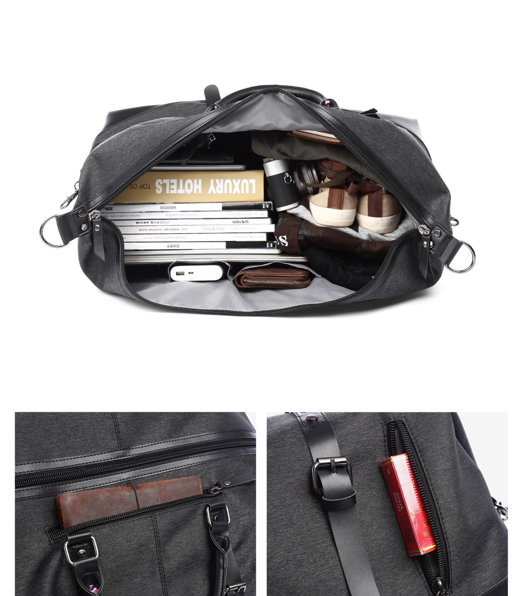 Sacs de voyage en toile pour hommes, sac de voyage grande capacité, fourre-tout de voyage multifonctionnel_voghion.com
