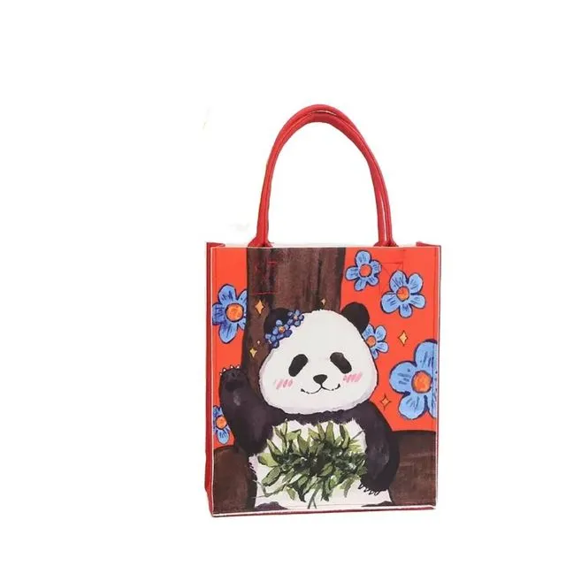 Borsa a tracolla in feltro spessa, da donna, multicolore, portatile, con stampa alla moda, a forma di panda, per gli spostamenti quotidiani_voghion.com