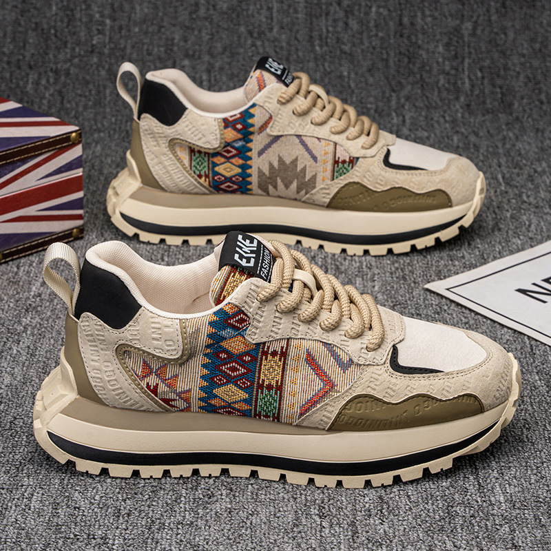 2025 Spring And Autumn New Men’s Trendy Fashion Printed Embroidered Sports Casual Comfortable Thick Sole Height