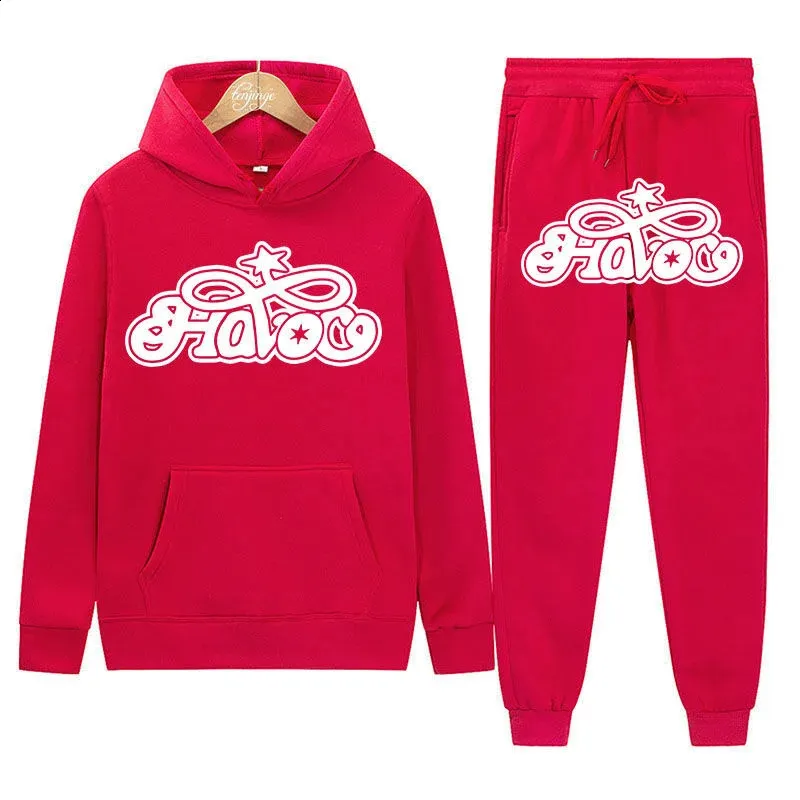 Haruku Hiphop Y2K Parça Set İnce Kapşonlu Üstler Rahat Eşofman Pantolon Takım Erkek Kadın Moda Mektup Baskılı Ana Cadde_voghion.com