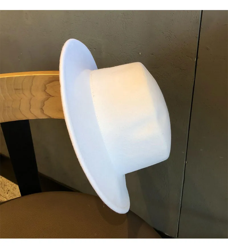 Berete toamna și iarna albe biserică nuntă pălării Fedora pentru femei retro elegant plat top concav bazin ecvestru capac_voghion.com