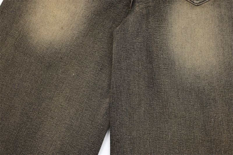 Pantaloni scurți bărbătești, din denim spălat și uzat, lejeri, casual, cu croială dreaptă, până la genunchi, stil american VIP la modă, pentru străzile principale_voghion.com
