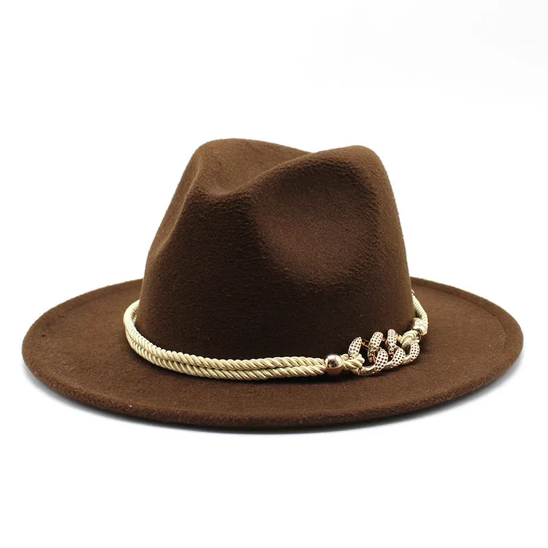 Blackwhite Wide Brim Simple Top Panama Solid Felt Fedoras Hat for Men W_voghion.com