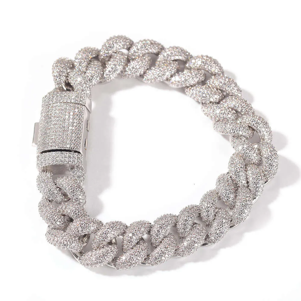 Full Dia Cuban Bracelet Men's 14mm Wide GRA Moissanite Dia Gold Sterling Sier Cuban Link Chain For Men Hip Hop_voghion.com