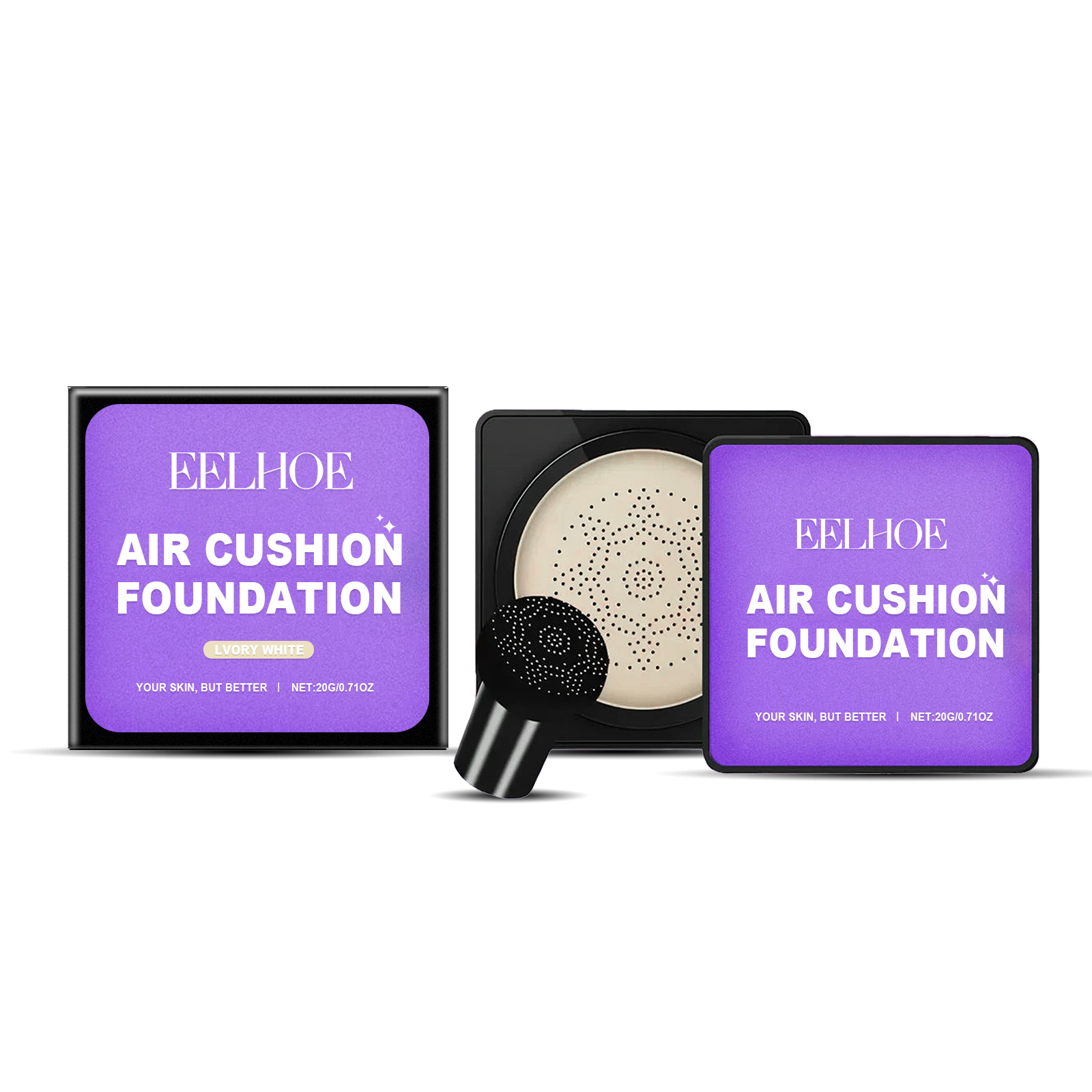 EELHOE Mushroom Cushion Foundation Hydratační plné krytí Nekomedogenní Lehká přírodní úprava Snadná aplikace_voghion.com
