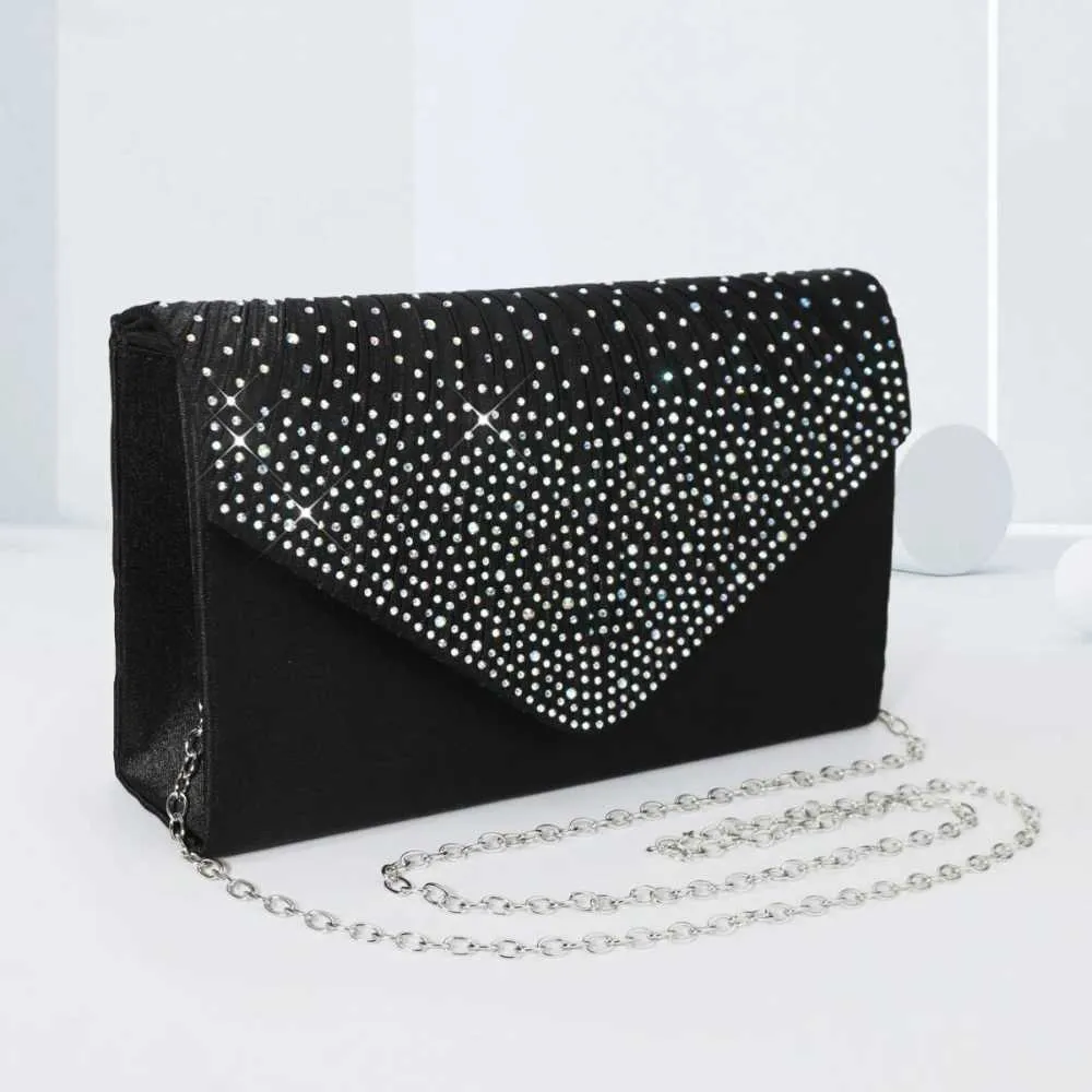 Elegant Rhie Evening Bag Womens Ruched Clutch Purse Flap Handbag For Wedding Party Prom BanquetC241218_voghion.com