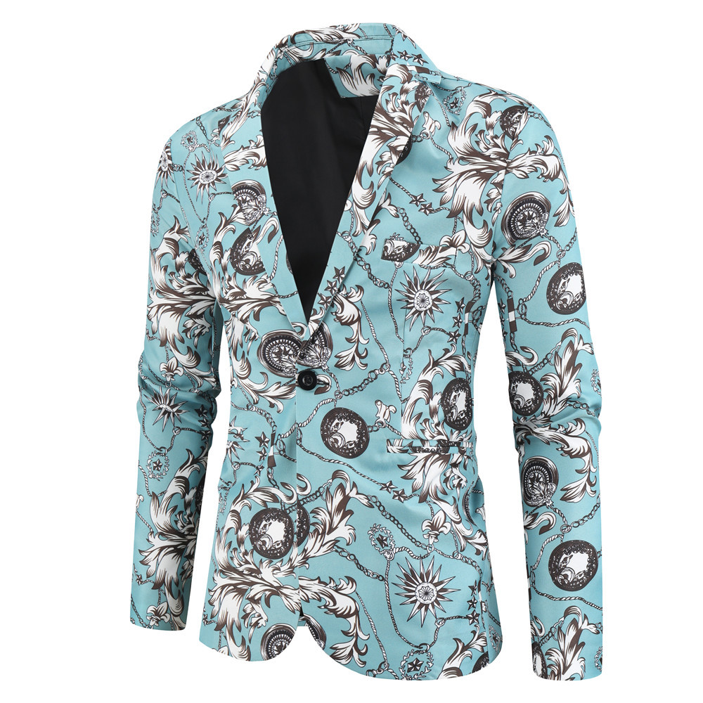Men's famous clan style printed suit suit men's casual single west coat_viptrois.com