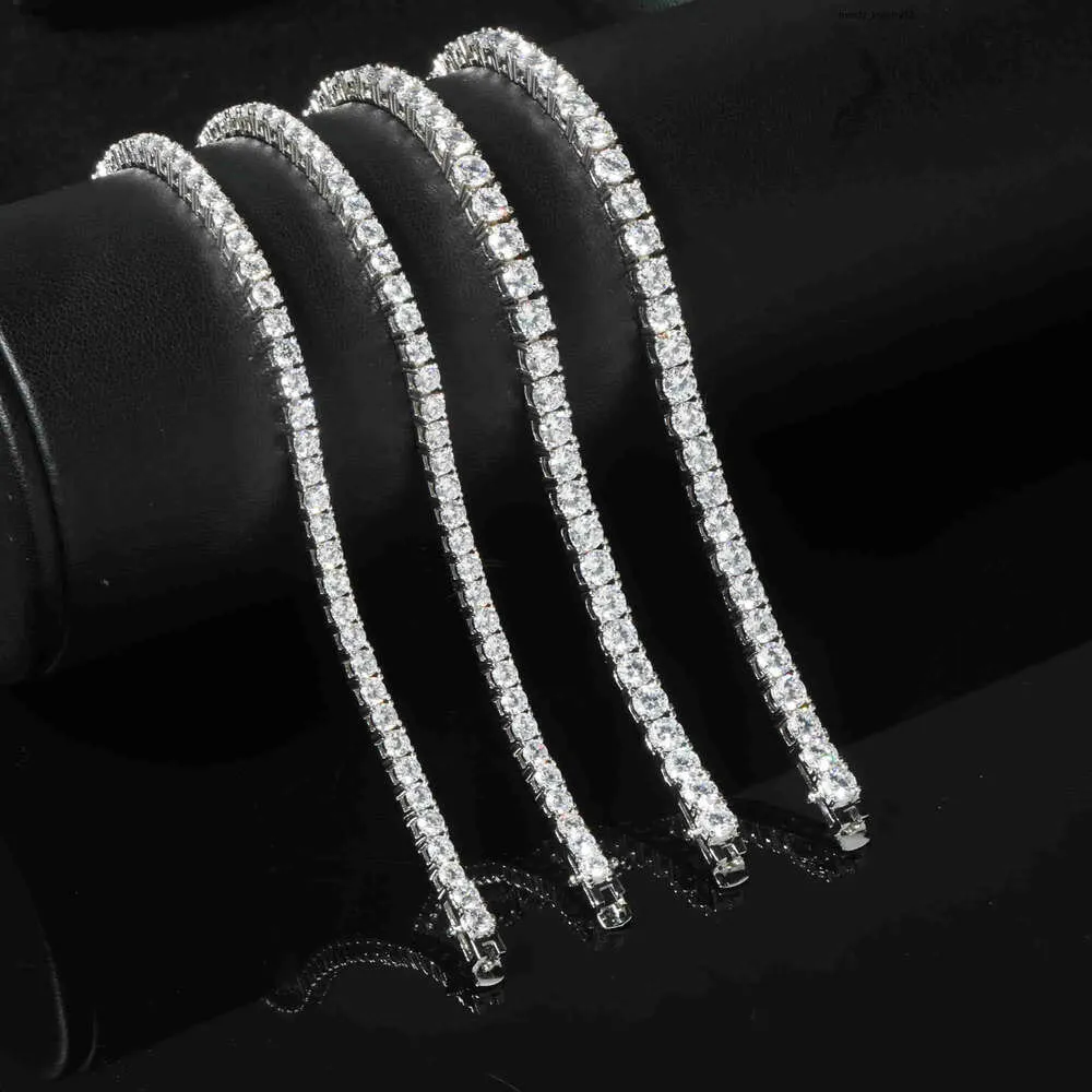 Fabrikk Engros Sterling Sier VVS Moissanite Diamant Tenniskjede Kubansk Linkkjede Dame Fine Smykker 3mm 4mm_voghion.com