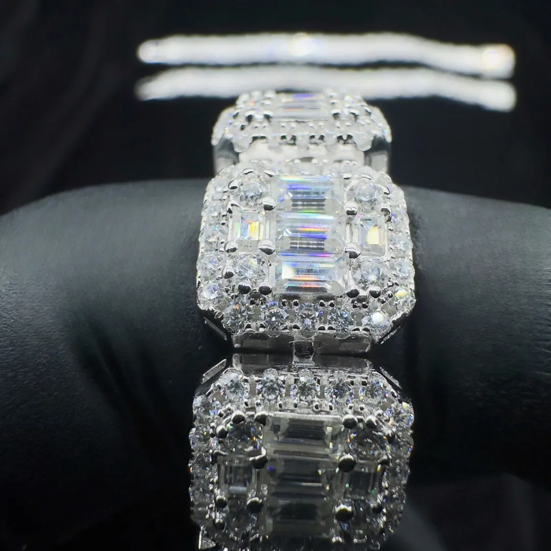 Forgylt mote-smykker Body 10mm/12mm sier Moissanite Hiphop armbånd halskjede med firkantet tenniskjede_voghion.com
