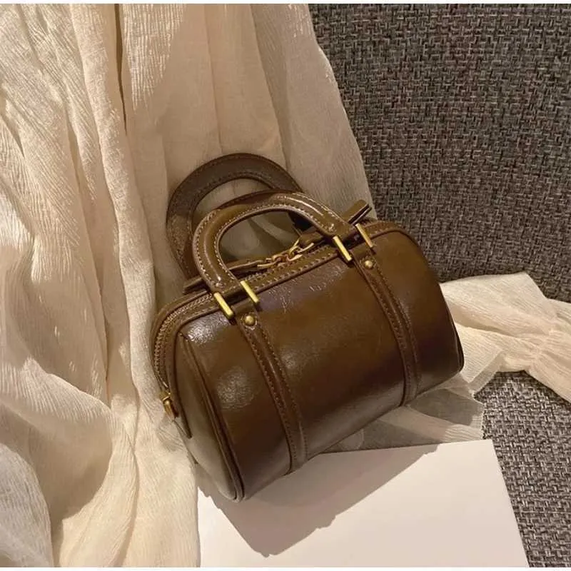 Niche Hand Boston Bags Pro ženy 2025 Retro Módní Dámská Jedno Rameno Crossbody Taška Hovězí Kožené Kabelky S_voghion.com