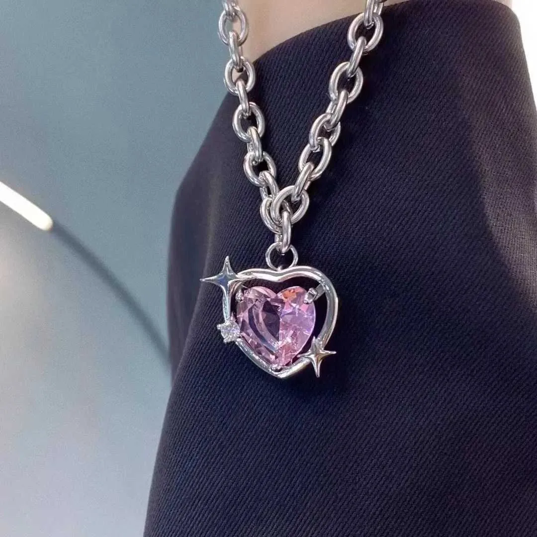 Collane con ciondolo Serie adorabile Collana Piccolo design a forma di cuore Stella Amore Cristallo rosa Dolce collana regalo_voghion.com