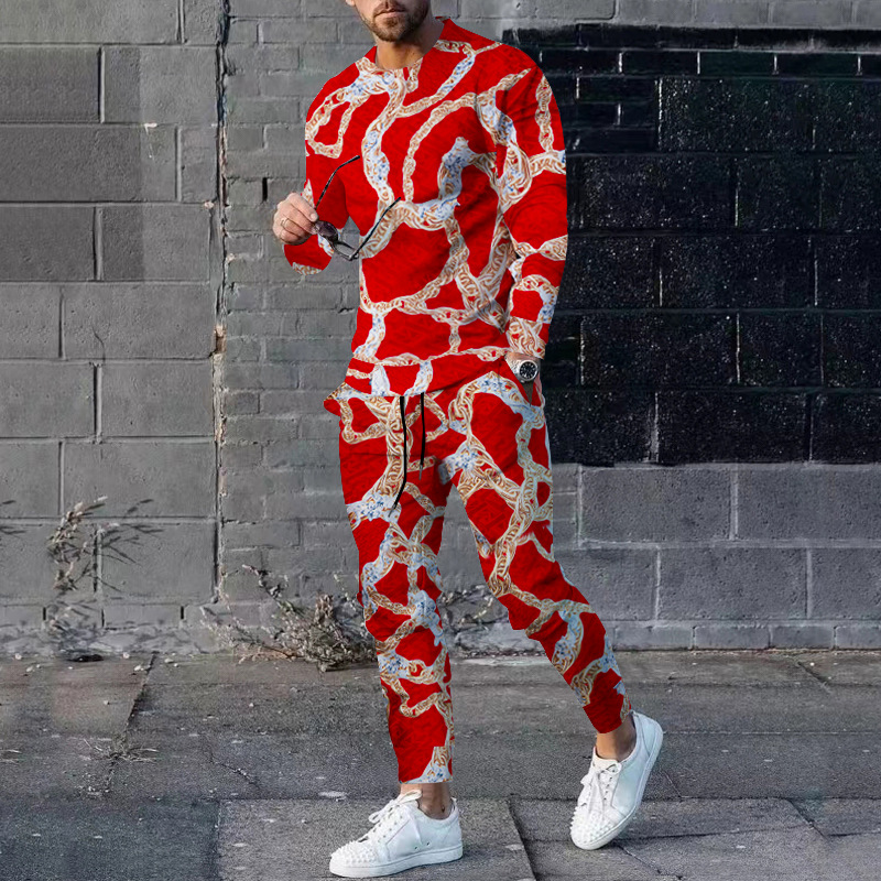 Hierscht Sportkostüm Männer Langärm T-Shirt Laang Hosen Männer 2-Stéck Sets Männer Trainingsanzug Ketten 3D Gedréckt Casual Street Iwwergrouss Kleeder_voghion.com