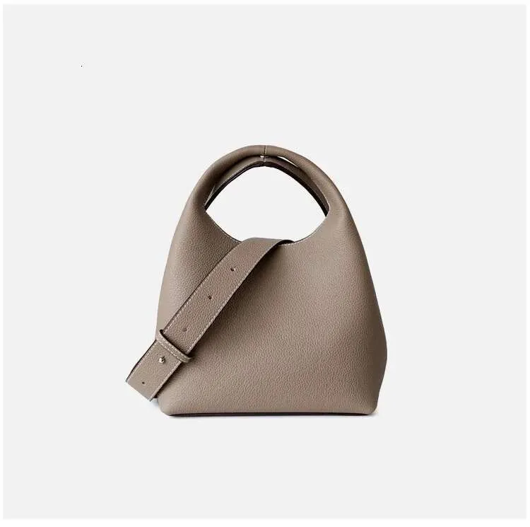 Small Real Leather Crossbody Bag, Versatile Designer Bucket Bag_voghion.com