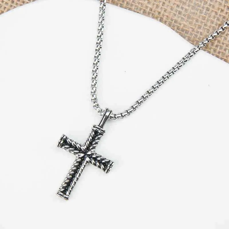 Cadenas de cable trenzado, joyería, collares colgantes para mujer, moda para hombre, collar de cruz de diamantes, joyería de alta calidad, estilo punk, 3 mm_voghion.com