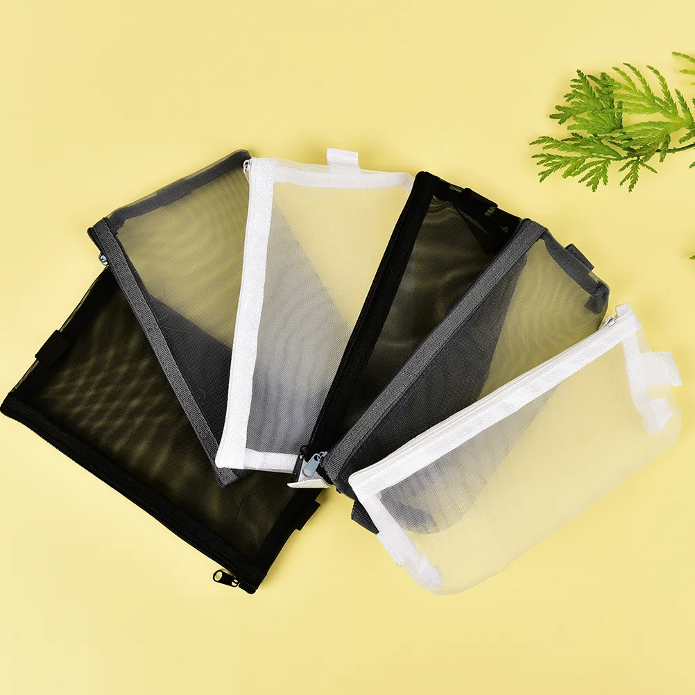 Astuccio per matite trasparente per esami S/L con cerniera in rete semplice e trasparente, borsa per cancelleria per la scuola_voghion.com
