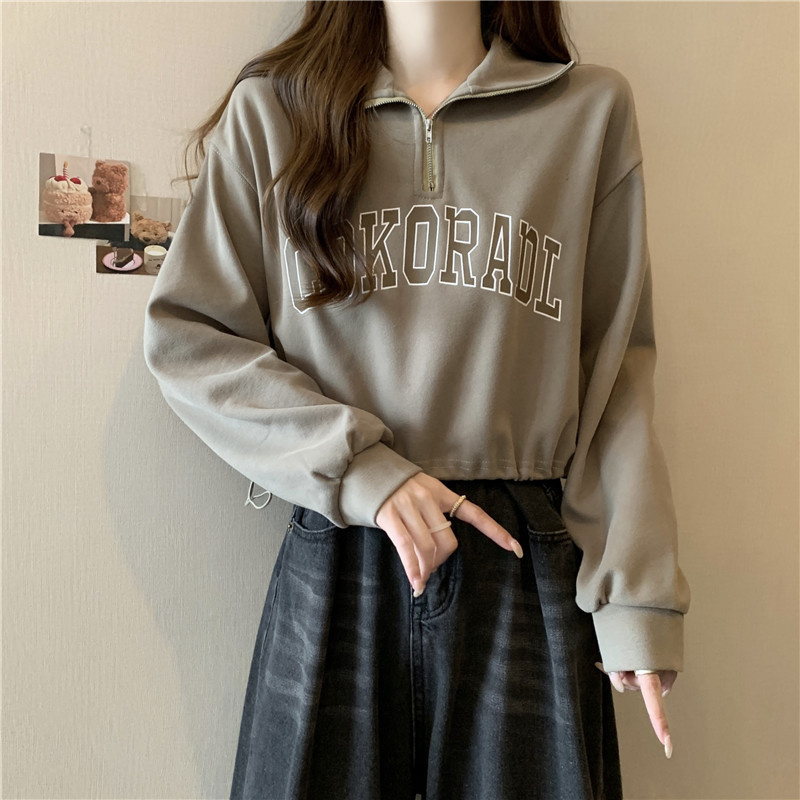 Half-zip Polo Sweatshirt For Women, Loose Fit Autumn Pullover_voghion.com