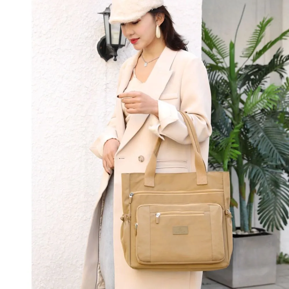 Borsa a tracolla in nylon impermeabile da donna, grande capacità, alla moda, con manici, borsa da viaggio e borsetta_voghion.com