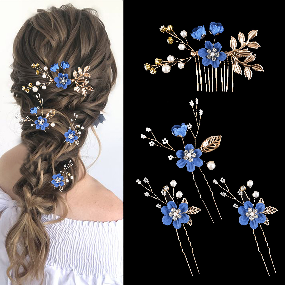 Ensemble exclusif de 4 pièces de vêtements pour femmes, fleurs colorées, ensemble de combinaison de mariage, coiffe, accessoires pour cheveux, lot_voghion.com