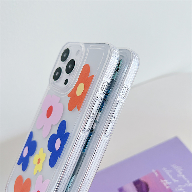 Blommigt genomskinligt telefonskal för iPhone 15 14 Plus 13 12 11 Pro Max stötsäkert silikon mjukt TPU bakstycke_voghion.com
