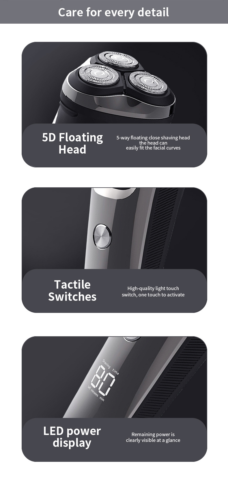 Rasoir électrique portable pour barbe pour hommes, lame flottante lavée à l'eau pour tout le corps, aspiration magnétique, meilleure vente transfrontalière_voghion.com