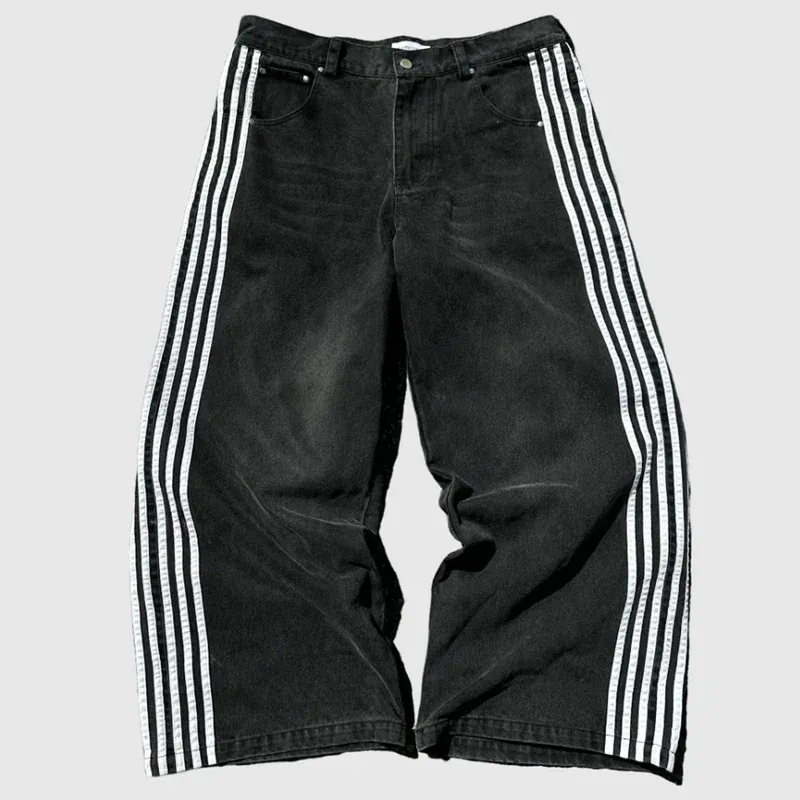 Y2K Herre Dame Jeans Baggy Høy Kvalitet Broderte Stripete Haruku Joggebukser Herre Dame Hip Hop Streetwear Avslappet Vide Ben_voghion.com