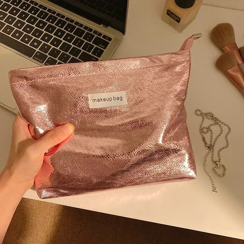 Velkokapacitní dámská make-up taška dámská cestovní kosmetická toaletní taška úložný pouzdro kabelka módní přenosná brilantní make_voghion.com