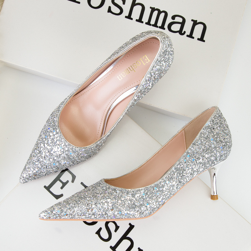 Mode sexy abnehmen stiletto heels Schimmernde pointe glitter party einzelnen schuhe hochzeit schuhe_voghion.com