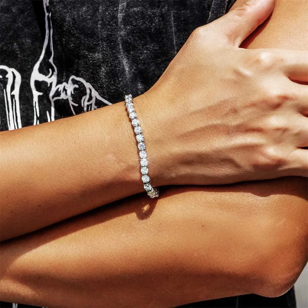 KRKC Gioielli Pregiati in Argento Sterling D VVS1 Dia Collane con Catena Tennis in Moissanite Bracciali per Uomo e Donna_voghion.com