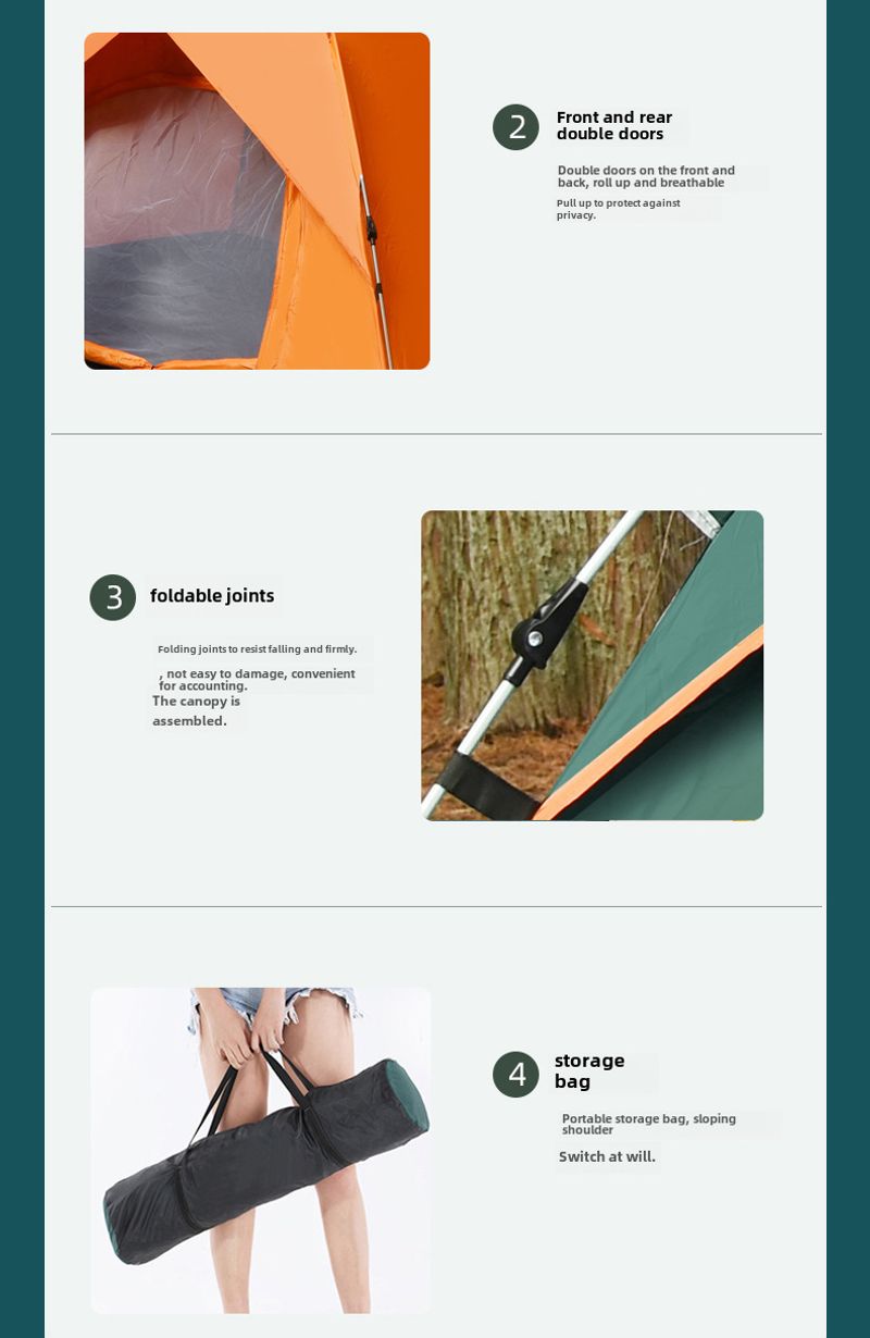 Outdoor Fully automatic two speed 3-4 people wilderness beach camping tents_voghion.com