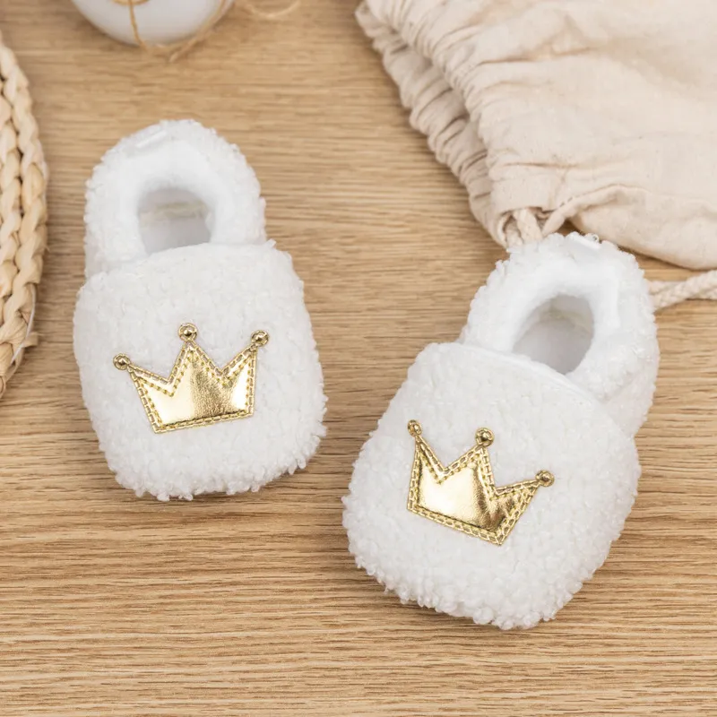 Design vestimentar Crown iarna miel puf nou-născuți cutefeet copii fete băieți copii Toddler pantofi cald și antiderapant Primii pași_voghion.com