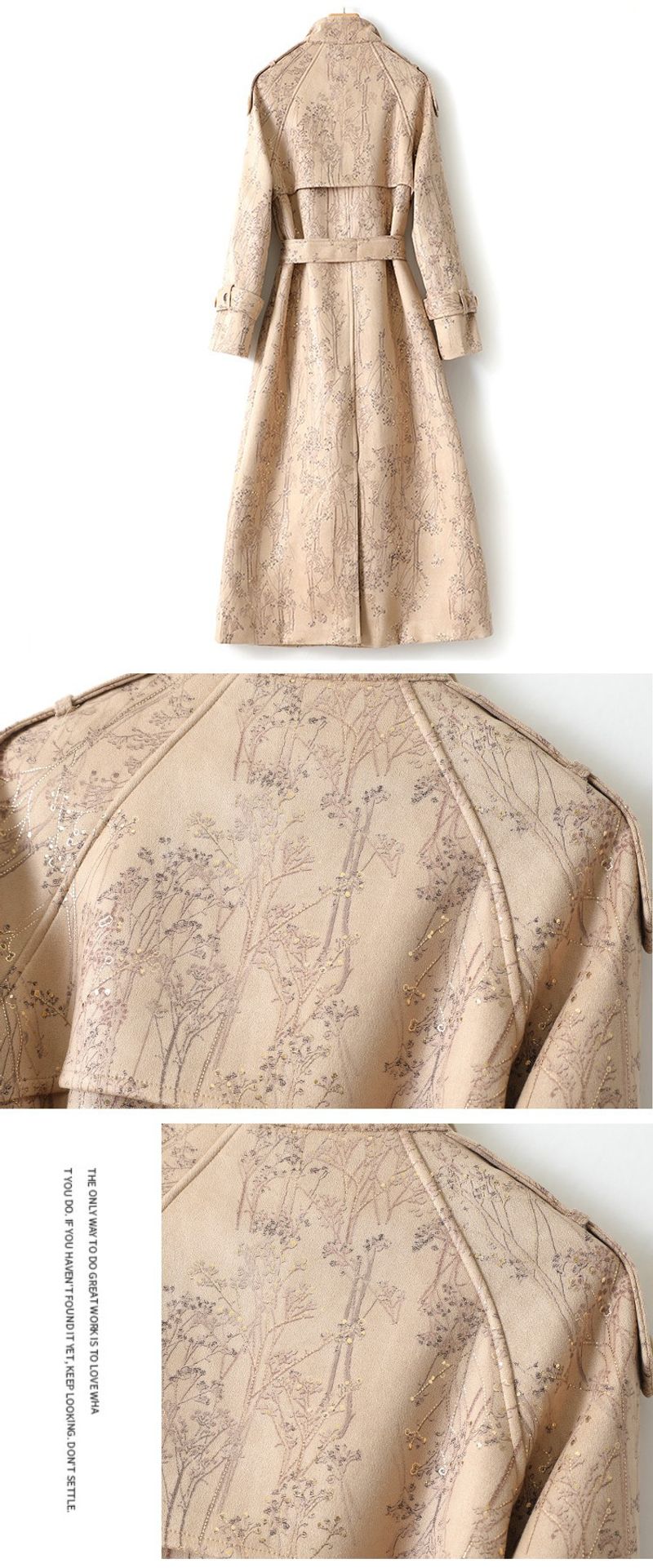 Women's autumn new style temperament fashion print over knee long windbreaker 6791_voghion.com
