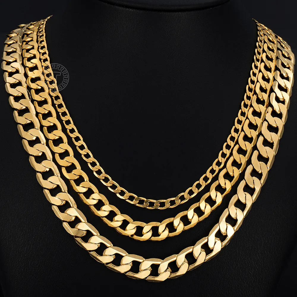 Cadenas de moda, regalo, cadena de oro, collares para hombres, mujeres, joyería, collar para hombres, cadena de eslabones cubanos rellena_voghion.com